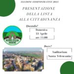 Presentazione Lista: Domenica 23 alle ore 11 – Auditorium Santa Teleucania Morro d’Alba